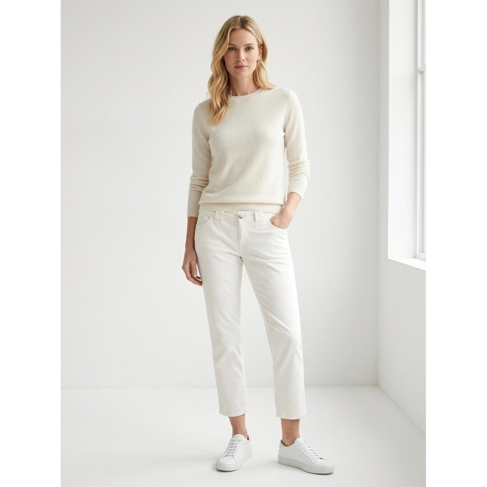 D&G Dolce & Gabbana White Corduroy Cropped Pants Made in Italy Womens